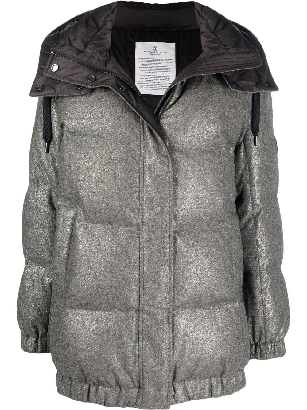 

Brunello Cucinelli metallic hooded puffer jacket - Grey