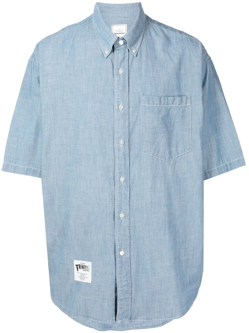 

CHOCOOLATE logo-patch short-sleeved denim shirt - Blue