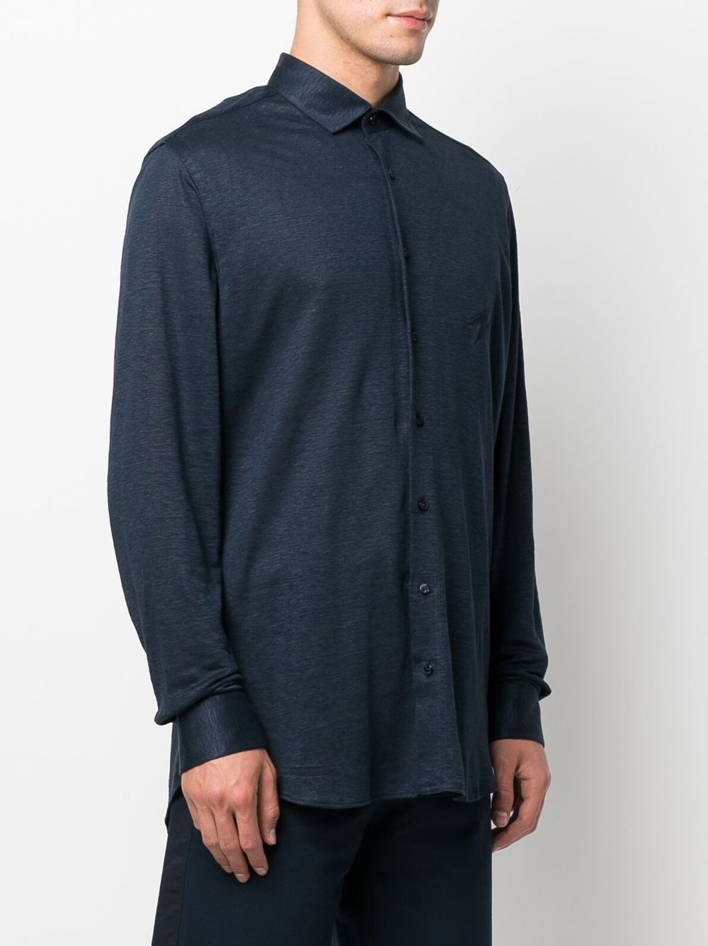 Zilli Long-sleeve Linen Shirt In Blue | ModeSens