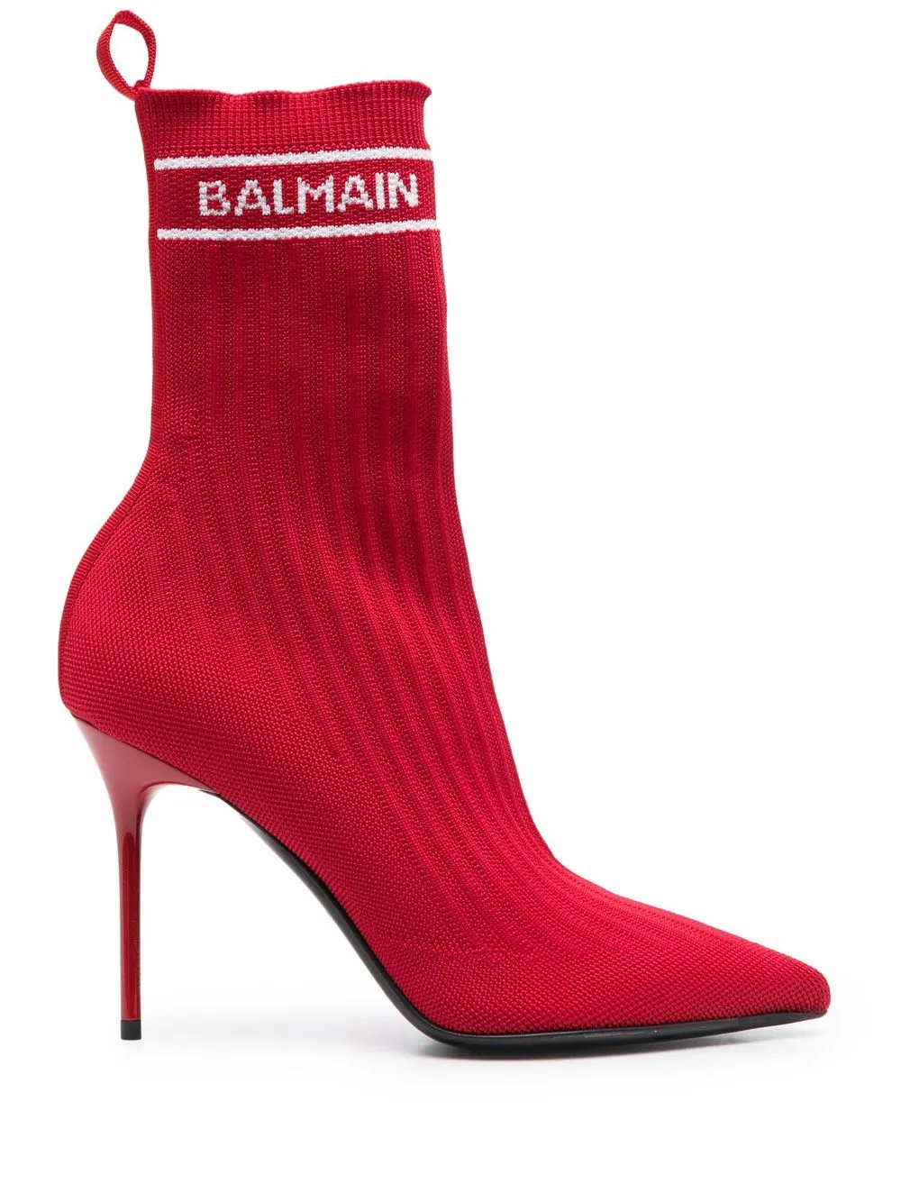 

Balmain intarsia-knit sock-style boots - Red