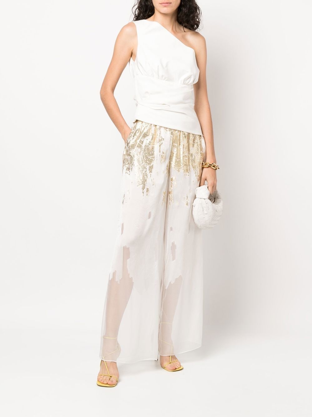 Rochas Broek met metallic afwerking - Wit