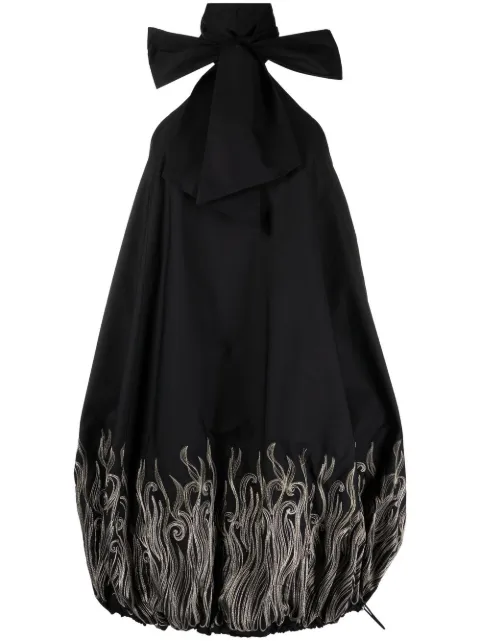 embroidered-design halterneck dress