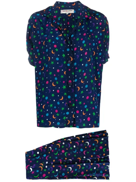 Yves Saint Laurent Pre-Owned 1990s graphic-print silk skirt suit