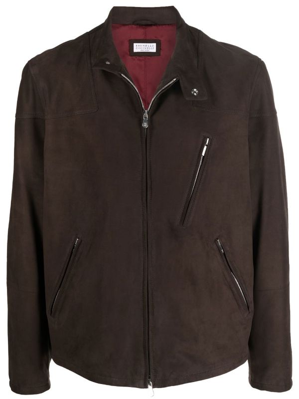 leather jacket brunello cucinelli