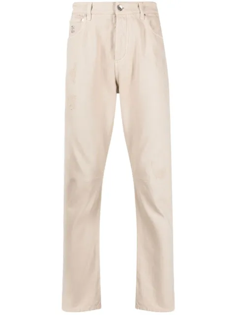 Brunello Cucinelli logo-print five-pockets straight-leg trousers