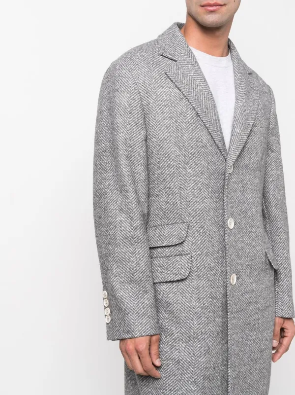 Brunello Cucinelli chevron-knit single-breasted Coat | Grey
