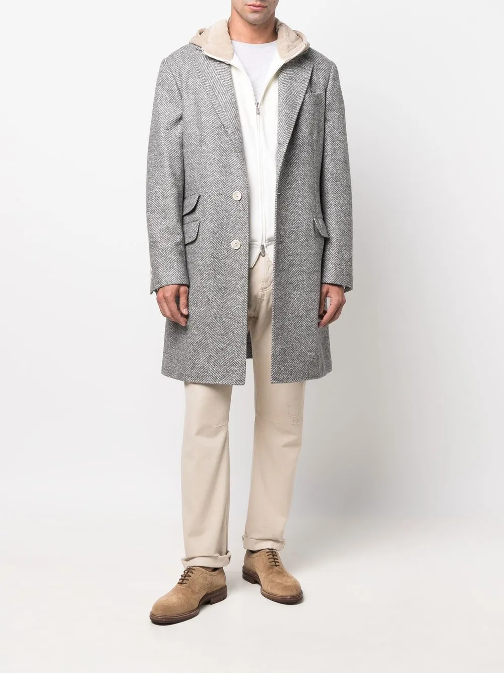 Brunello Cucinelli chevron-knit single-breasted coat | Single Breasted Coats | Image 2