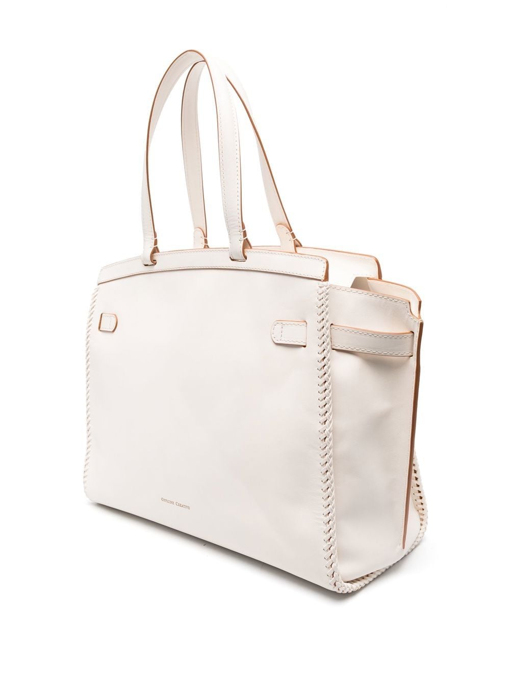 Shop Officine Creative Saddle 103 Leather Tote Bag In White
