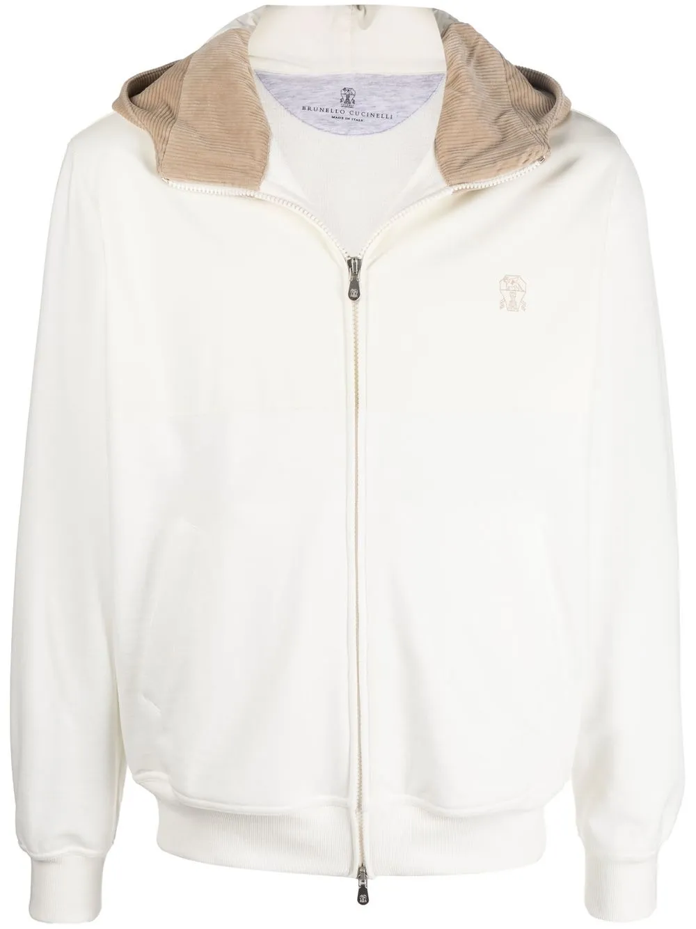 

Brunello Cucinelli hoodie con cierre y diseño de dos tonos - Blanco