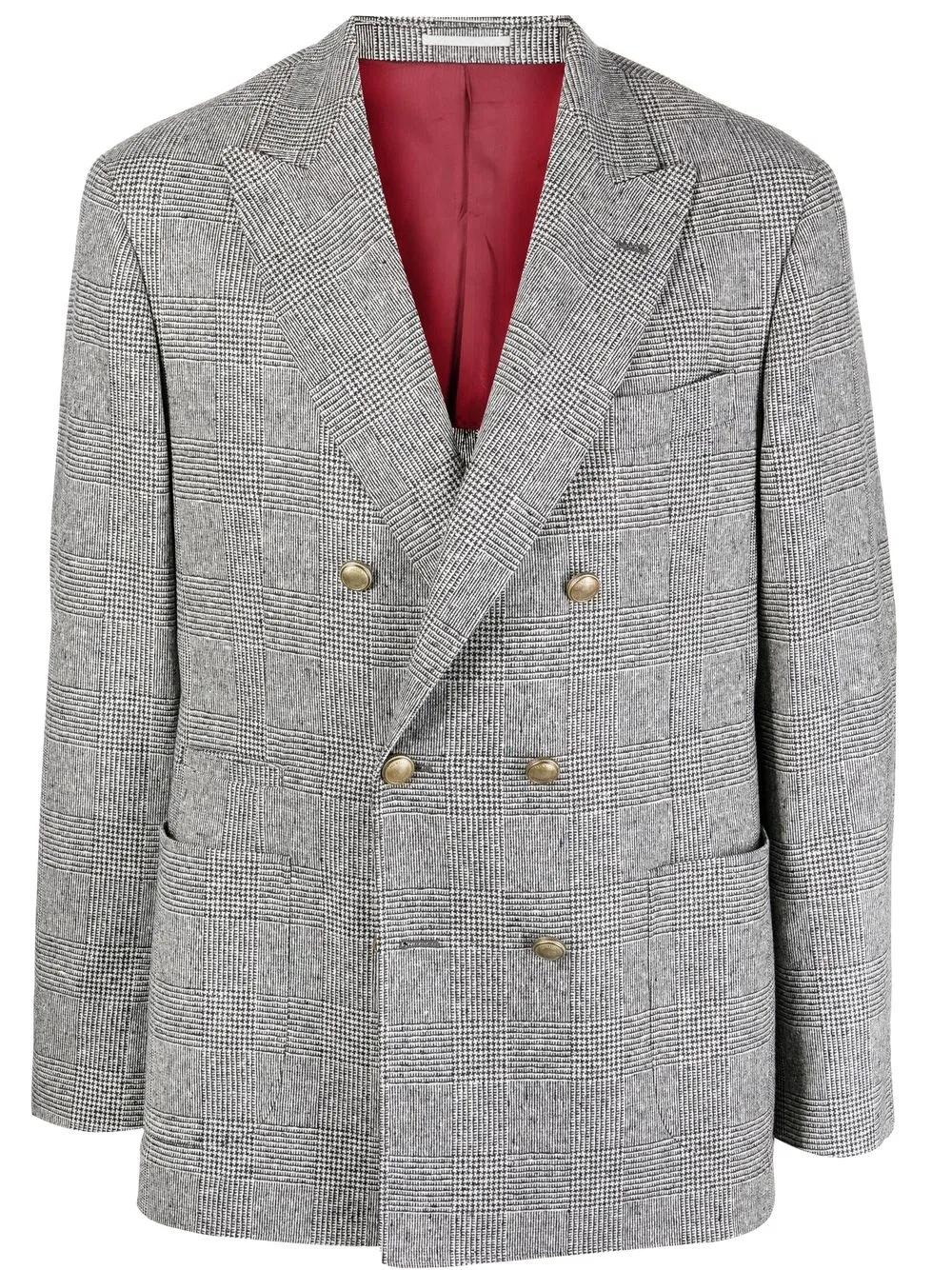 

Brunello Cucinelli blazer con doble botonadura y estampado de cuadros - Gris