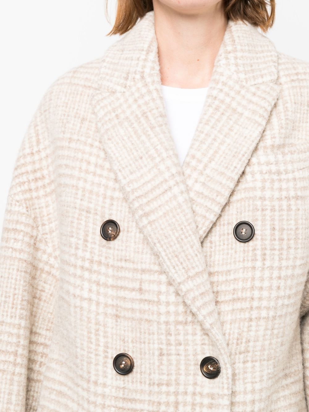 Buy quality cheap Brunello Cucinelli check double-breasted coat Women