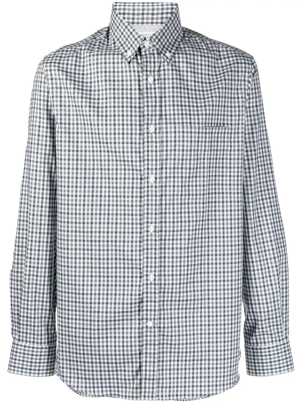 

Brunello Cucinelli camisa con botones y estampado de cuadros - Verde