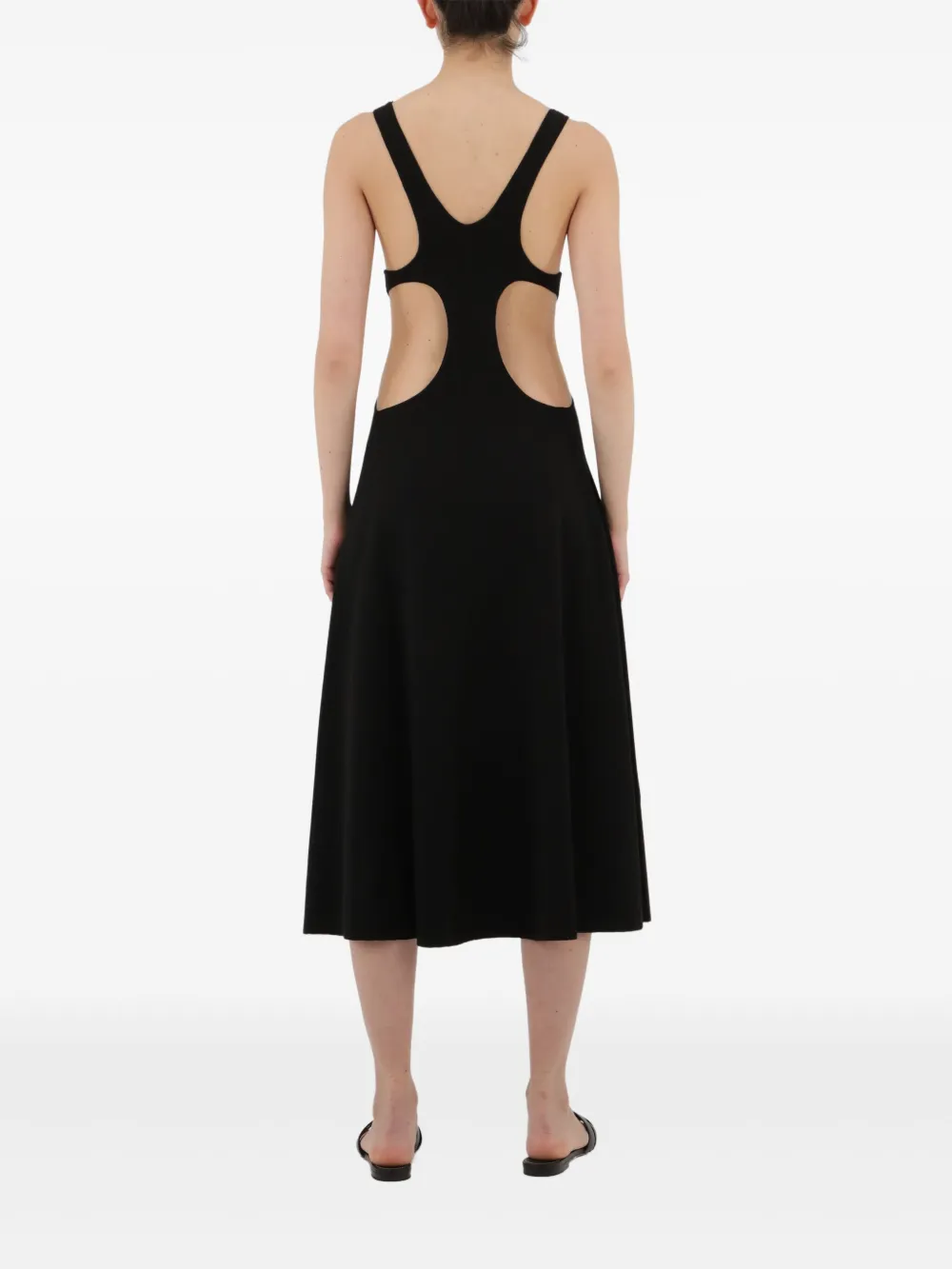 Saint Laurent Sleeveless Black Wool A-line Dress With Cut-out Details For Women In Black