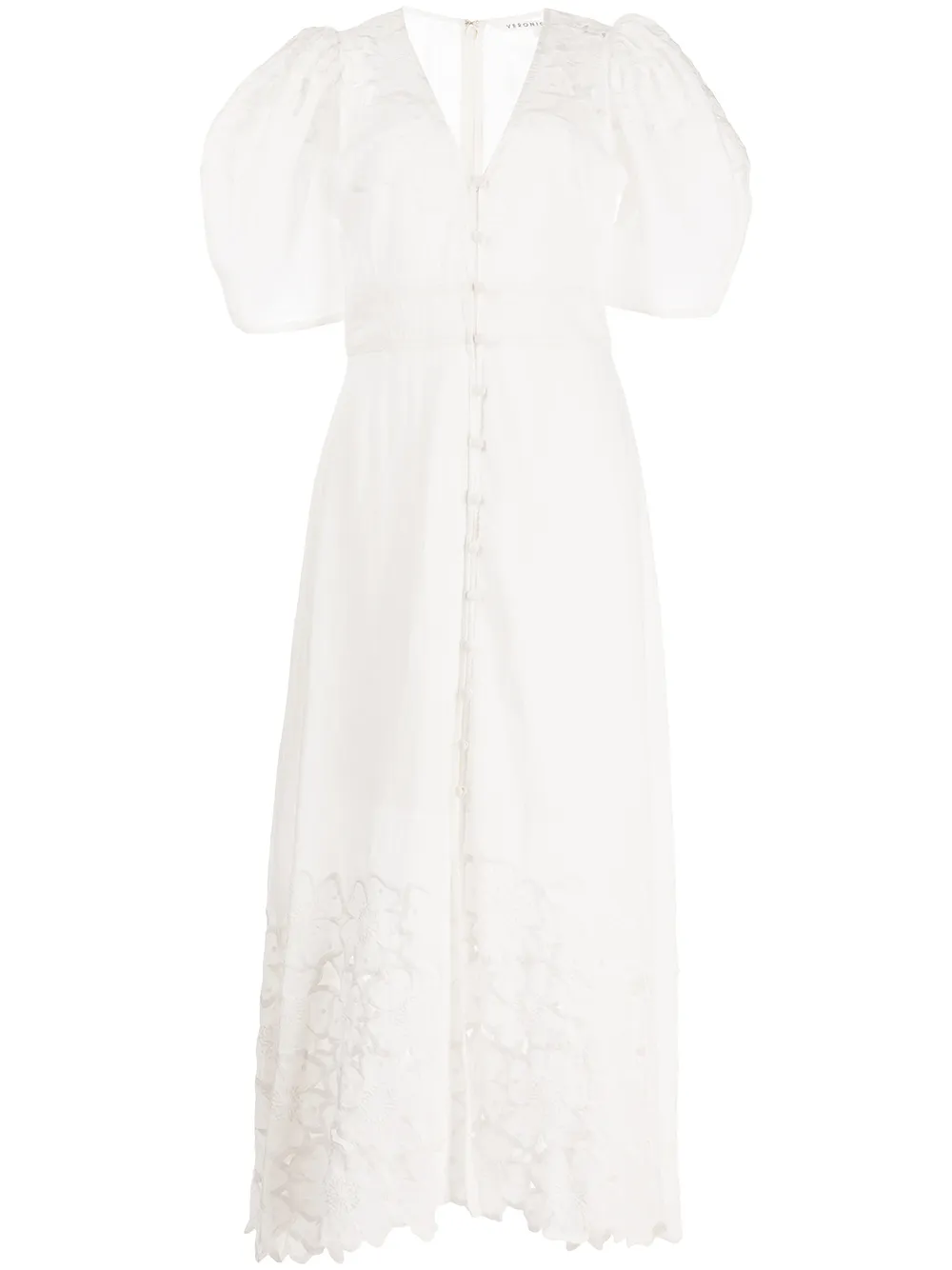 

Veronica Beard vestido Hope de manga farol - Blanco