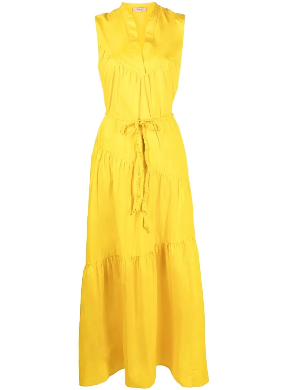 

TWINSET vestido largo con moño en la cintura - Amarillo