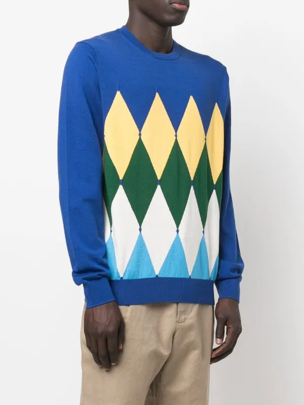 crew neck argyle sweater