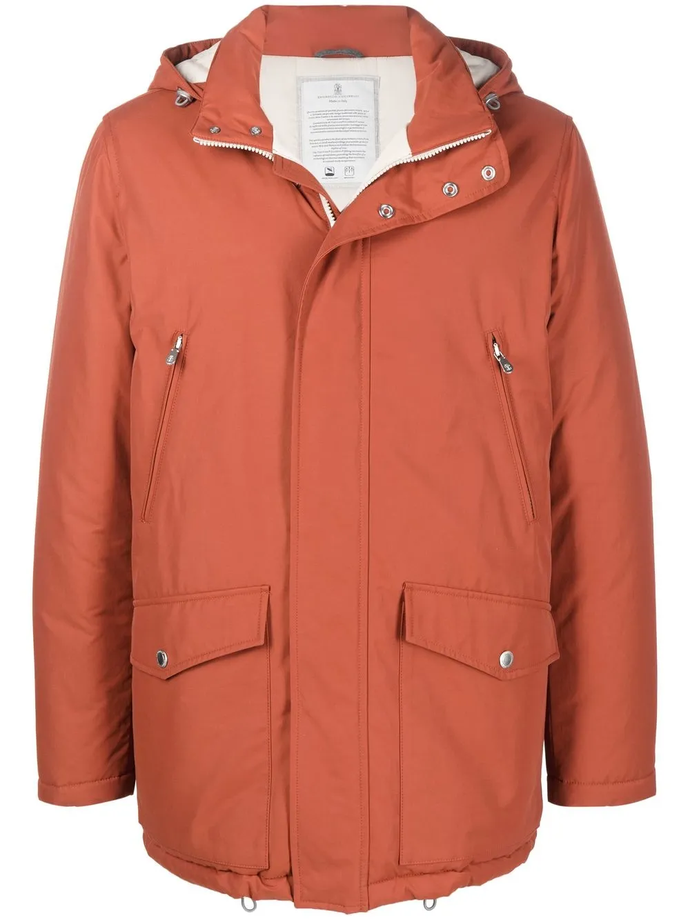 

Brunello Cucinelli detachable-hood padded coat - Orange