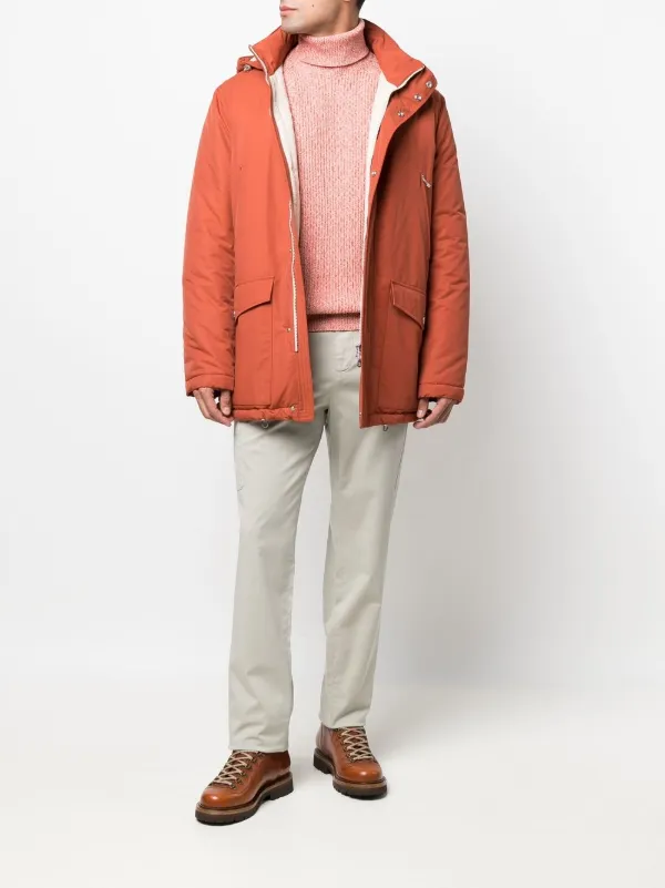 Brunello Cucinelli detachable-hood Padded Coat | Orange | FARFETCH