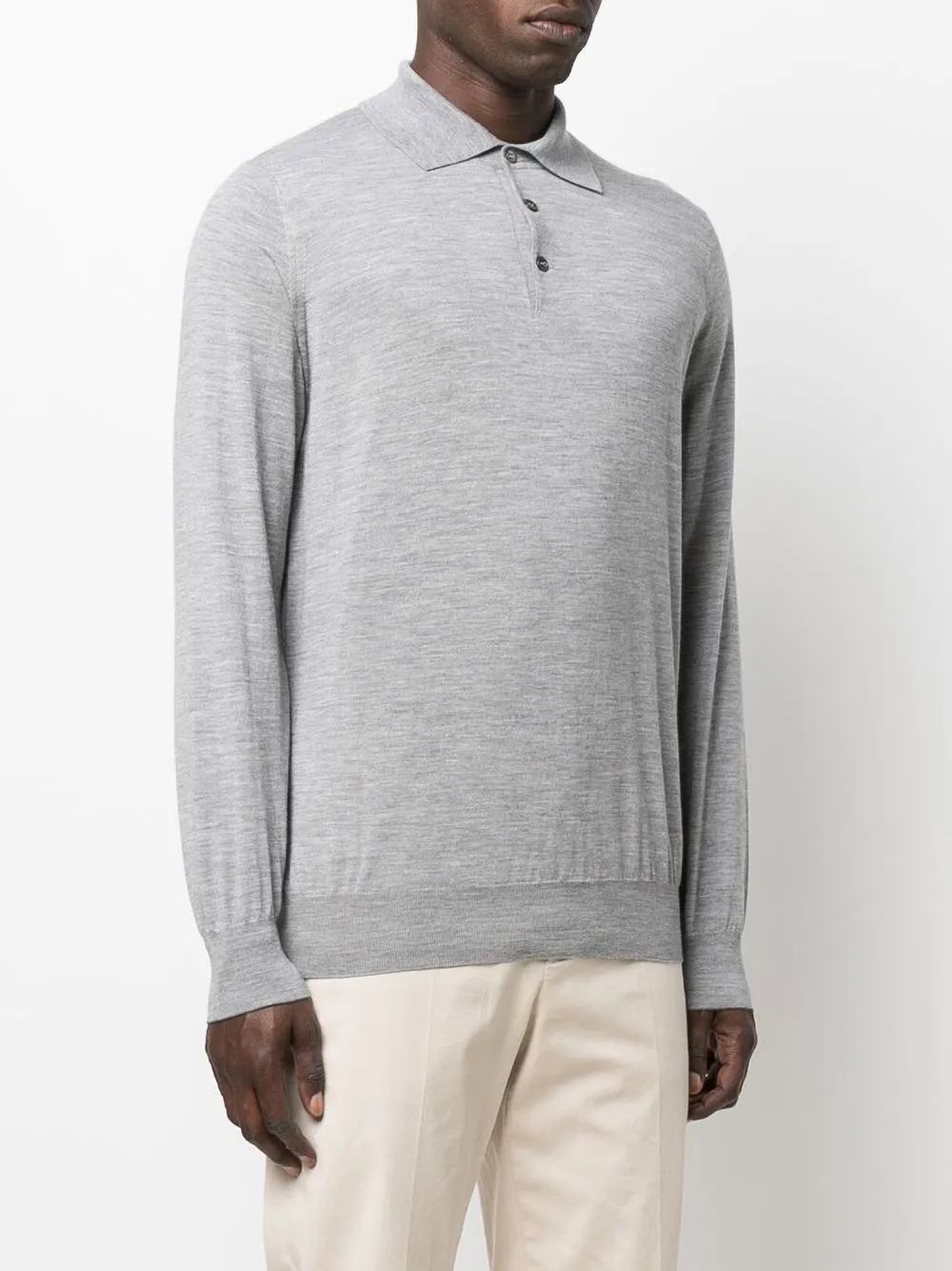  Brunello Cucinelli Gestricktes Poloshirt   Grau 