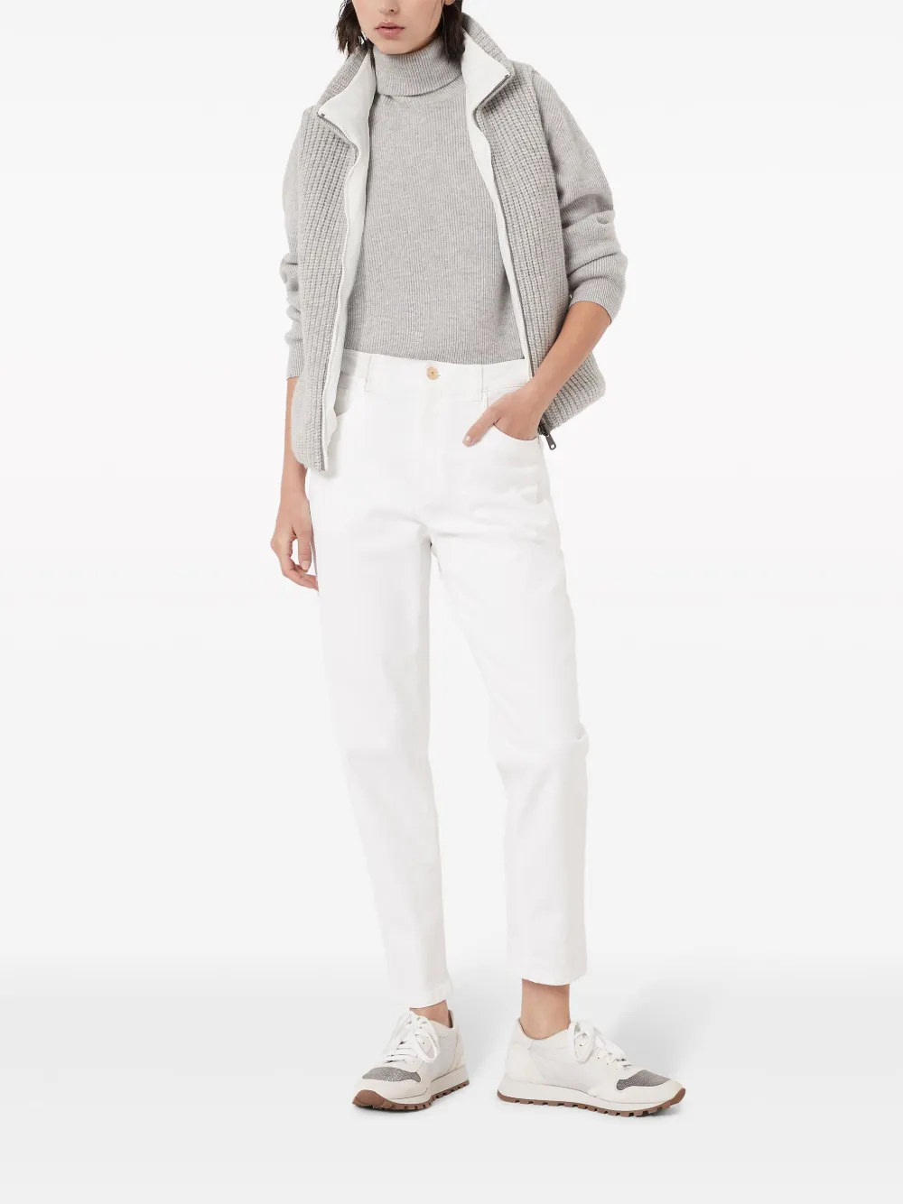 Brunello Cucinelli Roll-neck Cashmere Jumper In Grey