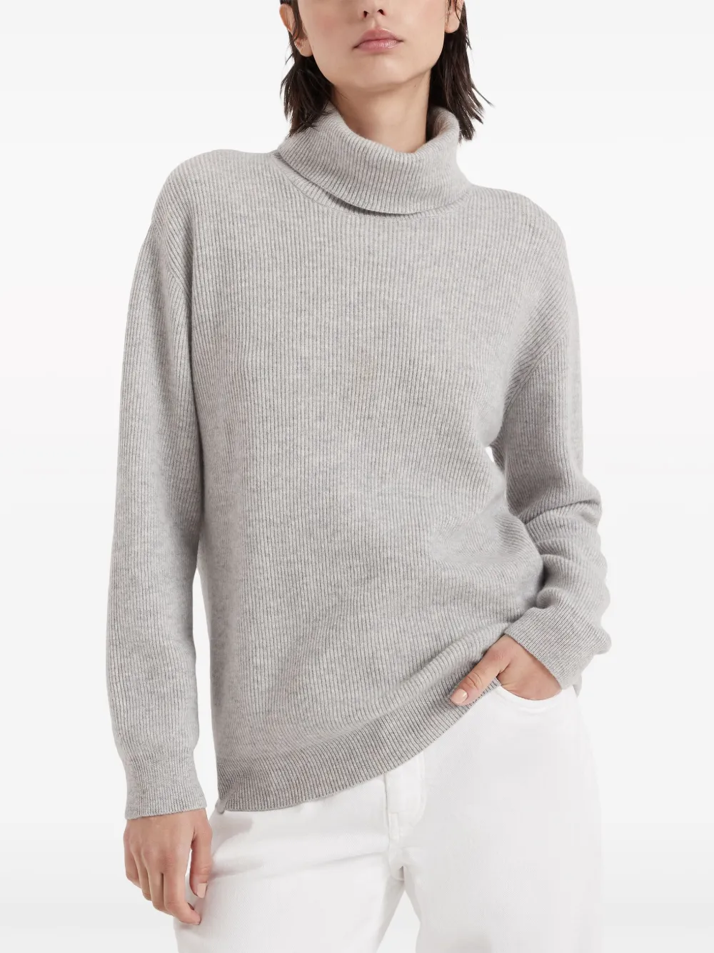 Brunello Cucinelli Roll-neck Cashmere Jumper In Grey