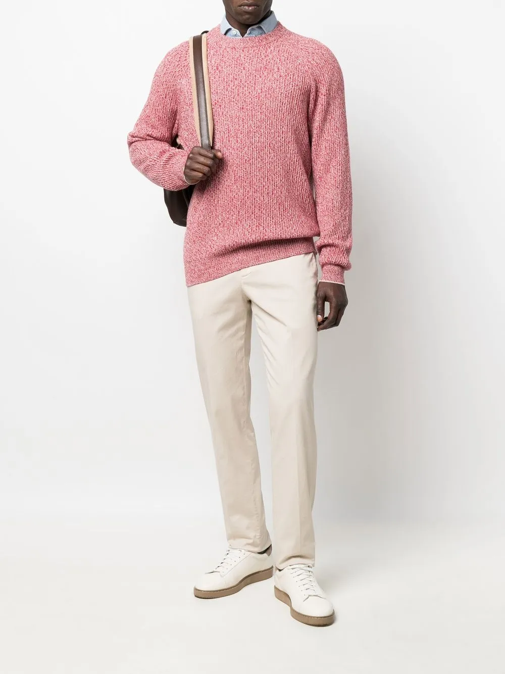 Brunello Cucinelli Trui met geribbelde afwerking - Rood