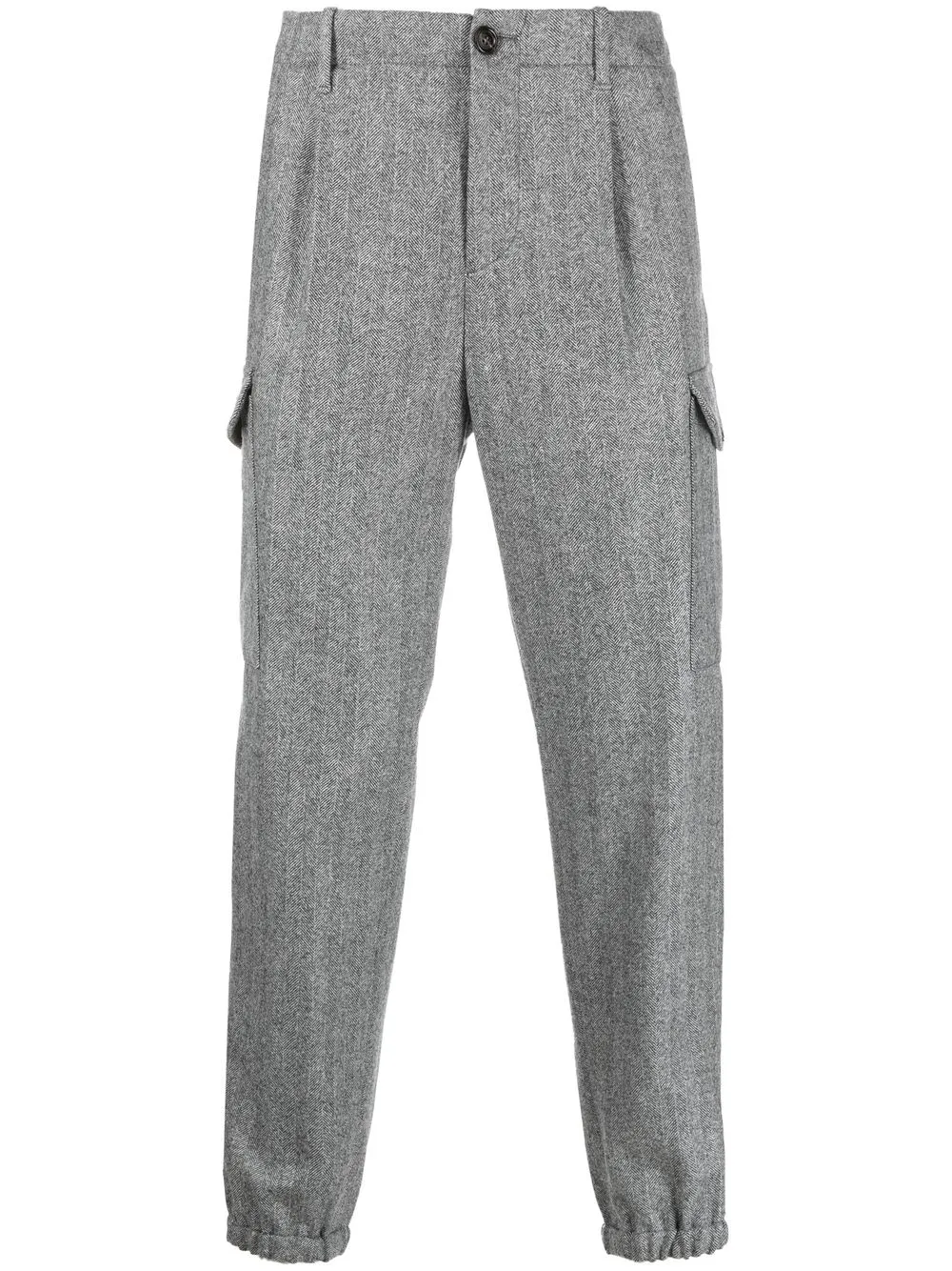 

Brunello Cucinelli chevron-knit zipped-ankles trousers - Grey