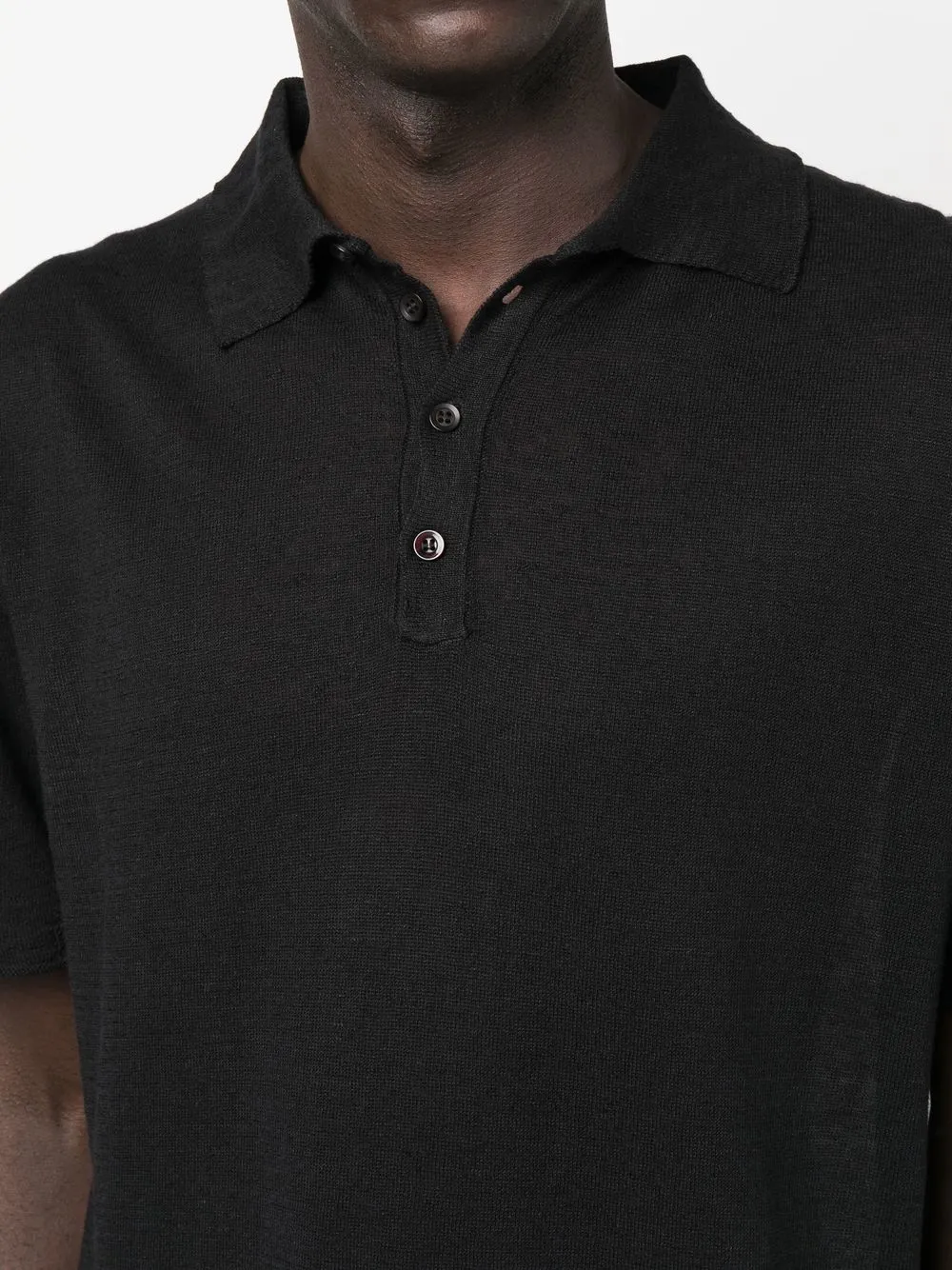 Shop Costumein Fine-knit Polo Shirt In Black