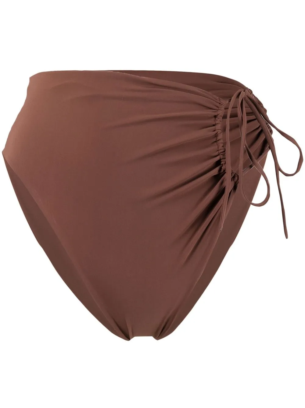 Magda Butrym Ruched High Waist Bikini Bottoms In Brown