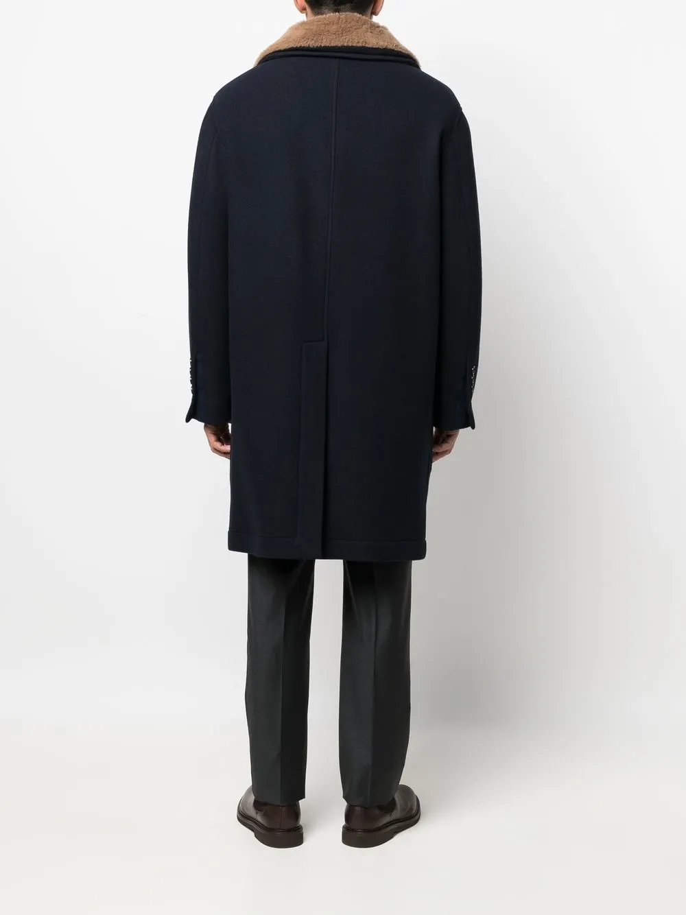 Brunello Cucinelli faux-fur trim midi coat Men