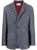 Brunello Cucinelli notched-collar chevron-knit coat - Blue