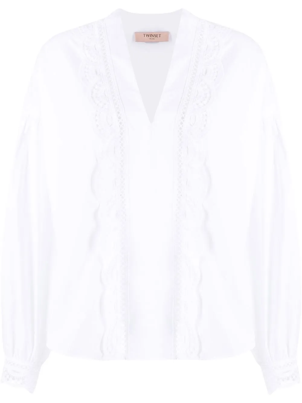 Twinset V-neck Long-sleeve Blouse In White