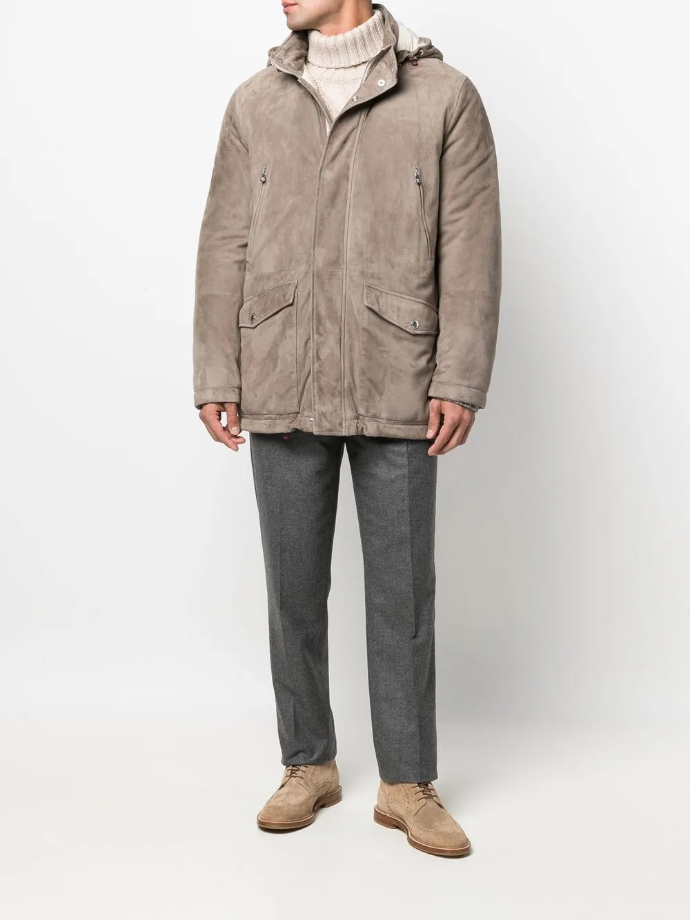 Brunello Cucinelli Leren jas - Grijs