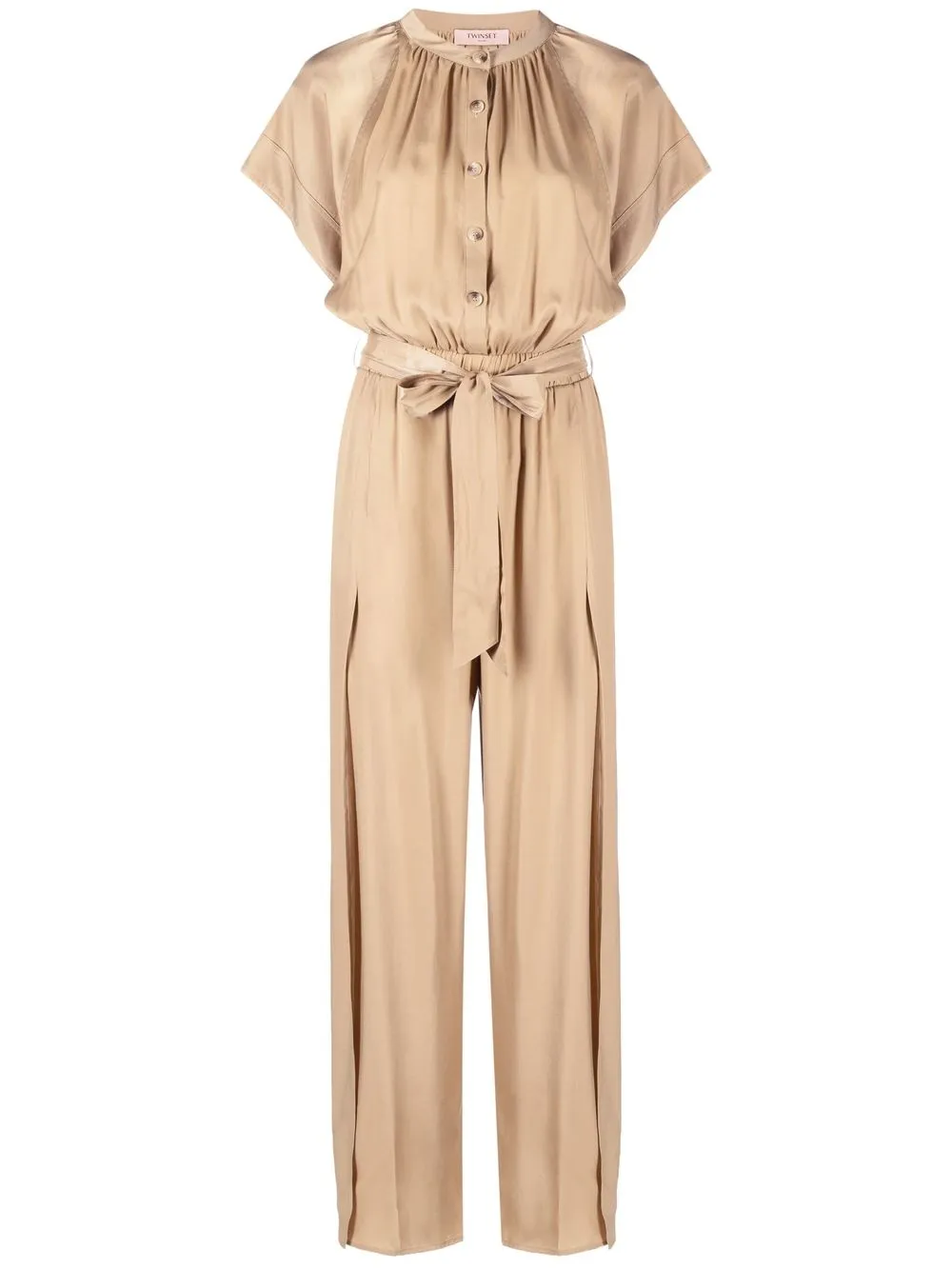 

TWINSET slit-detail gathered-neck jumpsuit - Brown