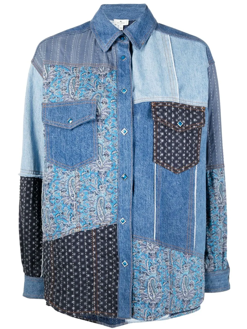 

ETRO camisa con diseño patchwork y botones - Azul