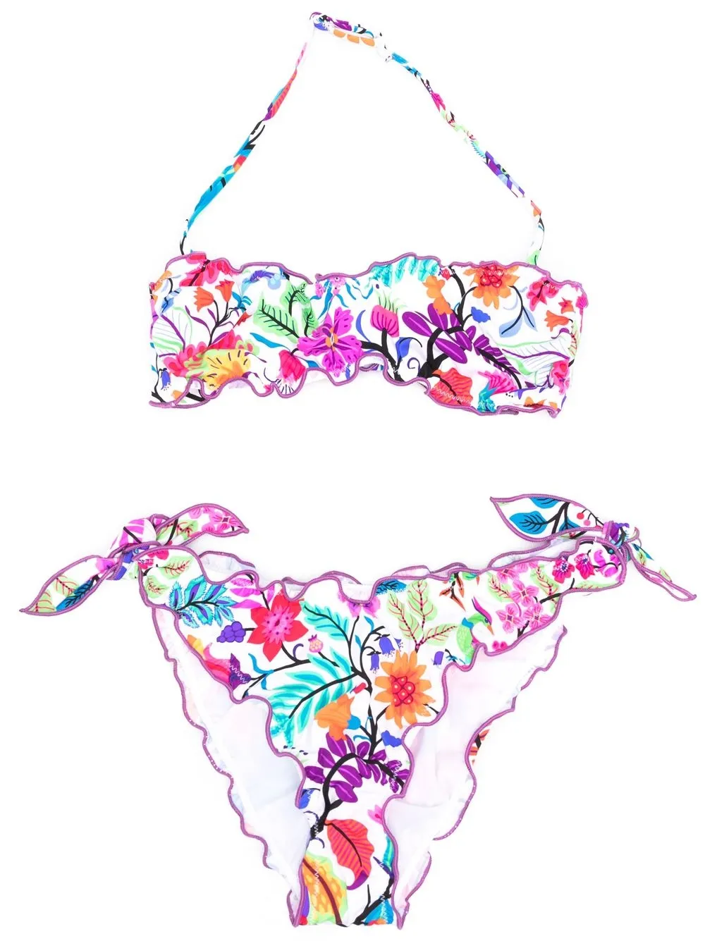 Mc2 Saint Barth Teen Emy Floral-print Bikini Set In White