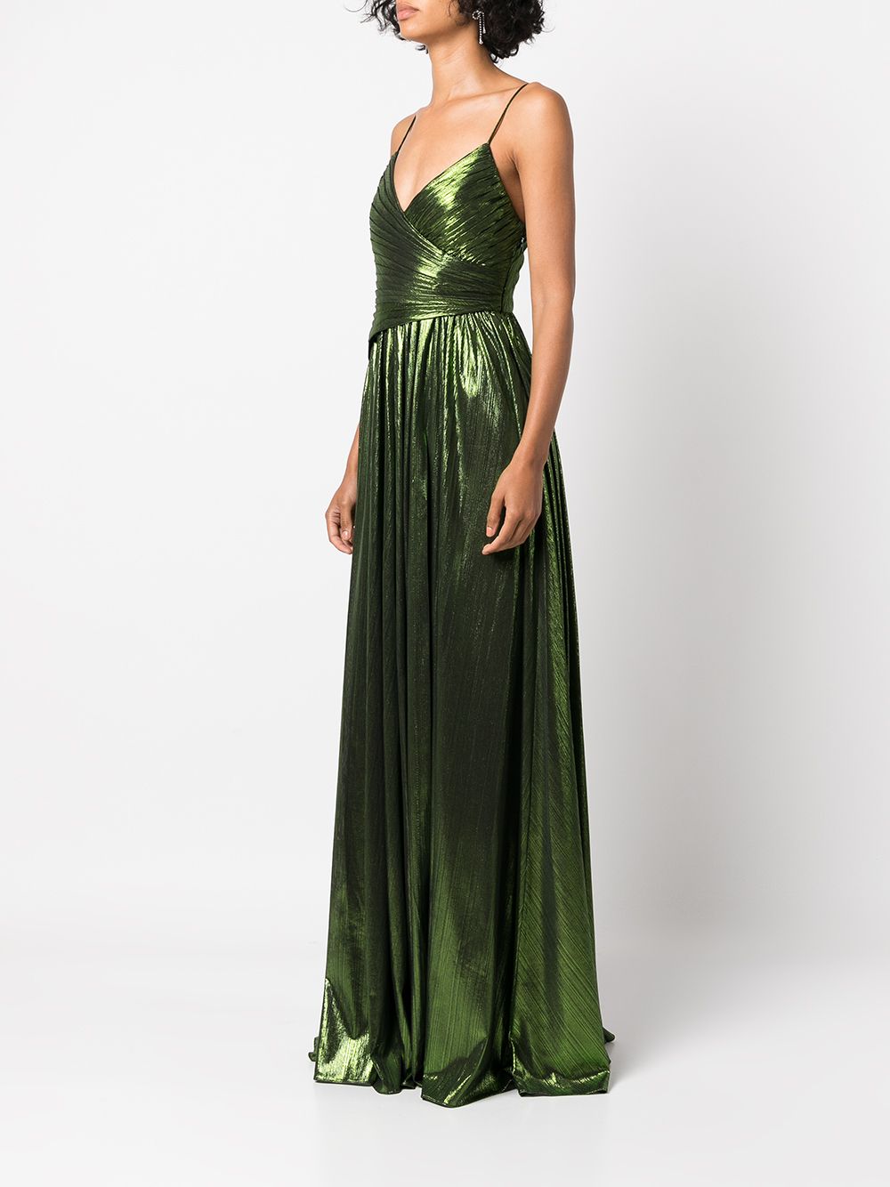 Shop Retroféte Doss Pleated Gown In Green