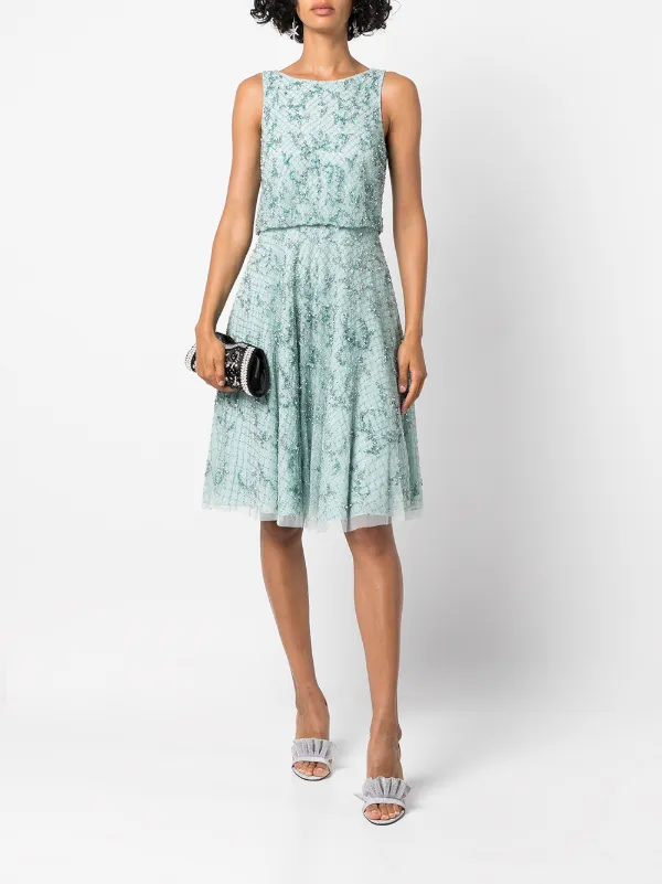Aidan Mattox Beaded boat-neck Midi 