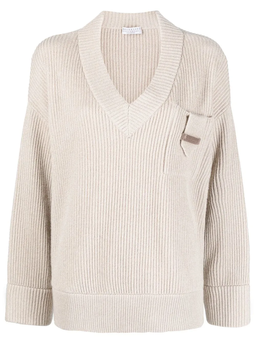 

Brunello Cucinelli v-neck knitted jumper - Neutrals