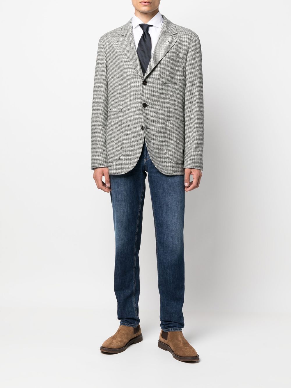 Brunello Cucinelli Blazer met pied-de-poule print - Grijs