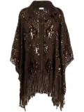 Brunello Cucinelli sequin-embellished fringed cardigan - Brown