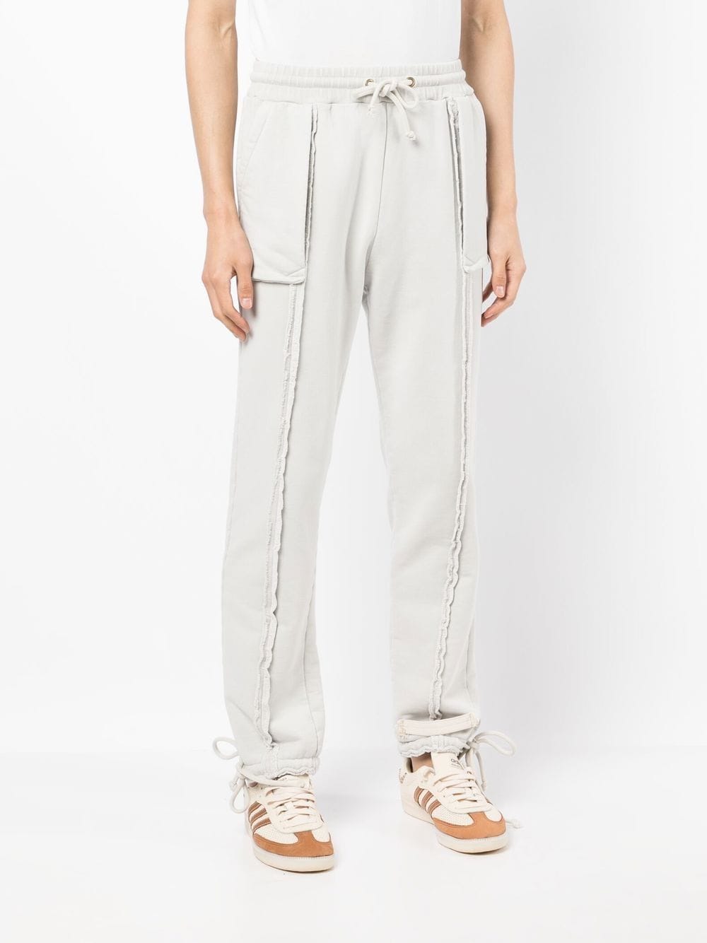 Shop Val Kristopher Raw-edge Drawstring Track Pants In Nude