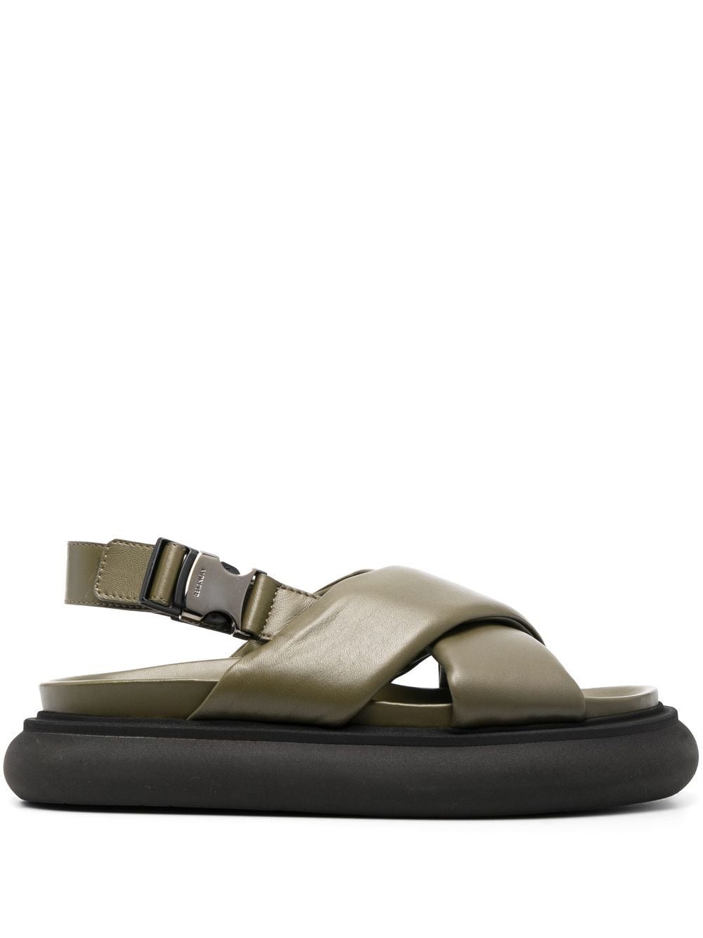 Moncler Crossover-strap Leather Sandals In Green