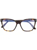 TOM FORD Eyewear tortoiseshell-effect oversize-frame glasses - Brown