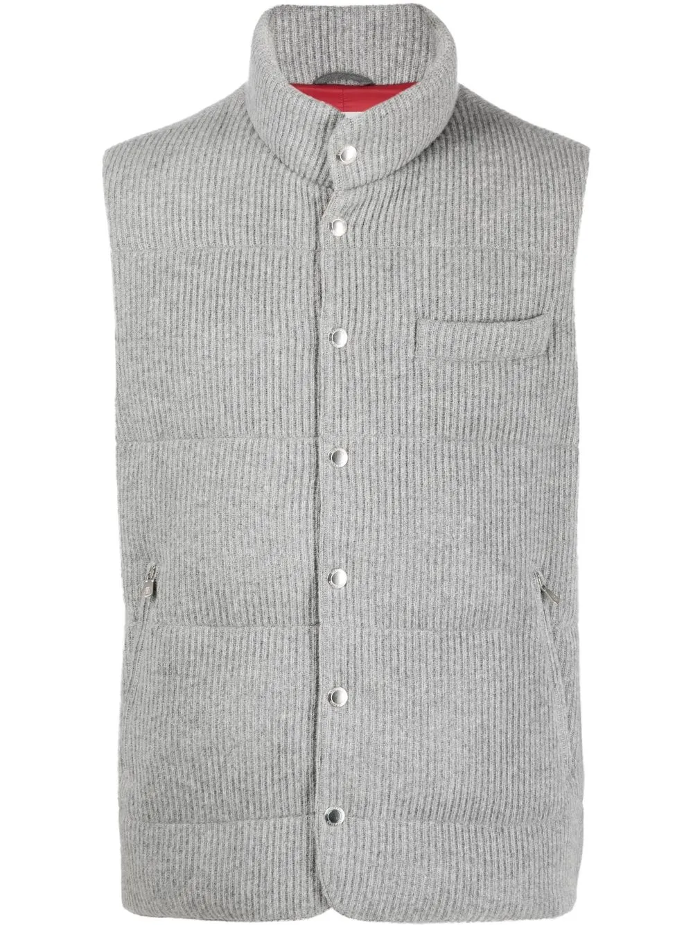 

Brunello Cucinelli chaleco de canalé con botones - Gris