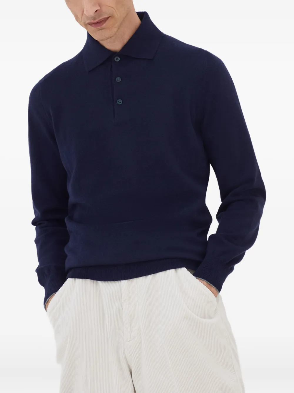  Brunello Cucinelli Poloshirt Aus Kaschmir   Blau 