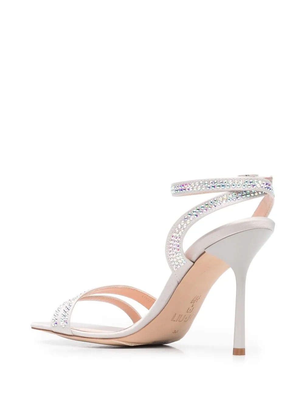 Liu •jo Crystal-embellished 105mm Heel Sandals In Grey