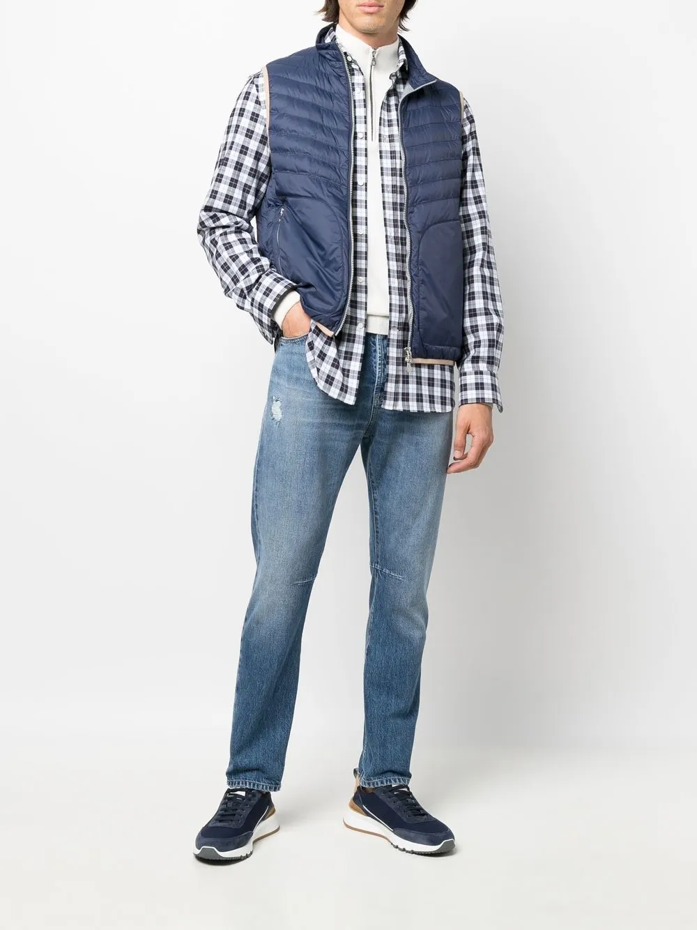 Brunello Cucinelli Geruit overhemd - Blauw