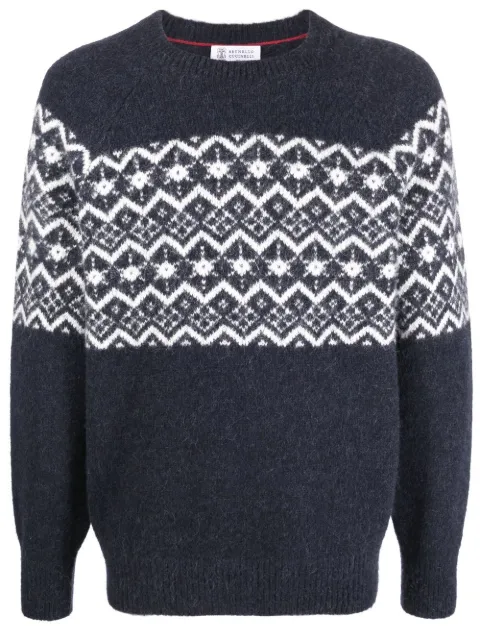 Brunello Cucinelli intarsia-knit wool-blend jumper