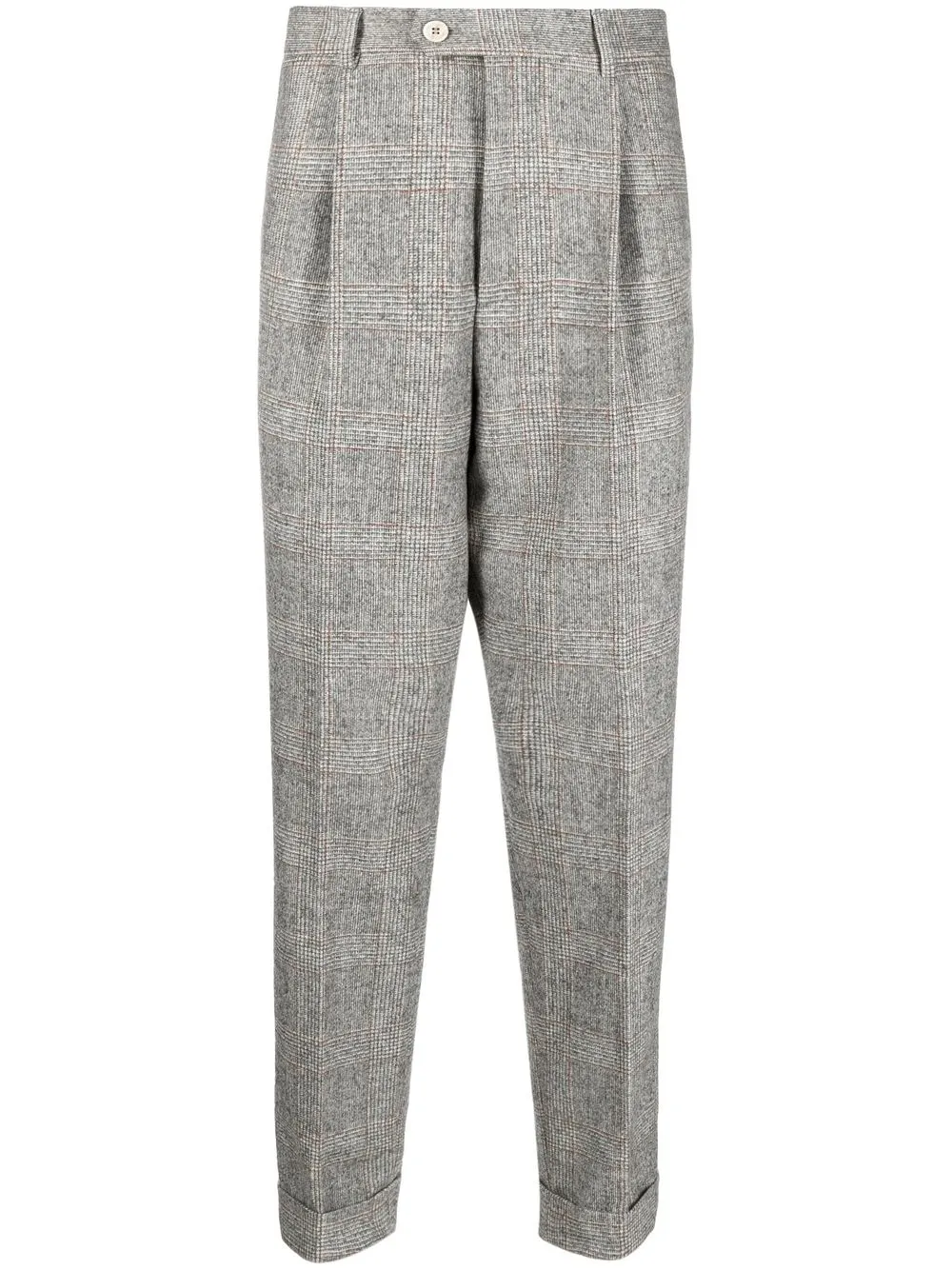 

Brunello Cucinelli pantalones ajustados con pinzas a cuadros - Gris